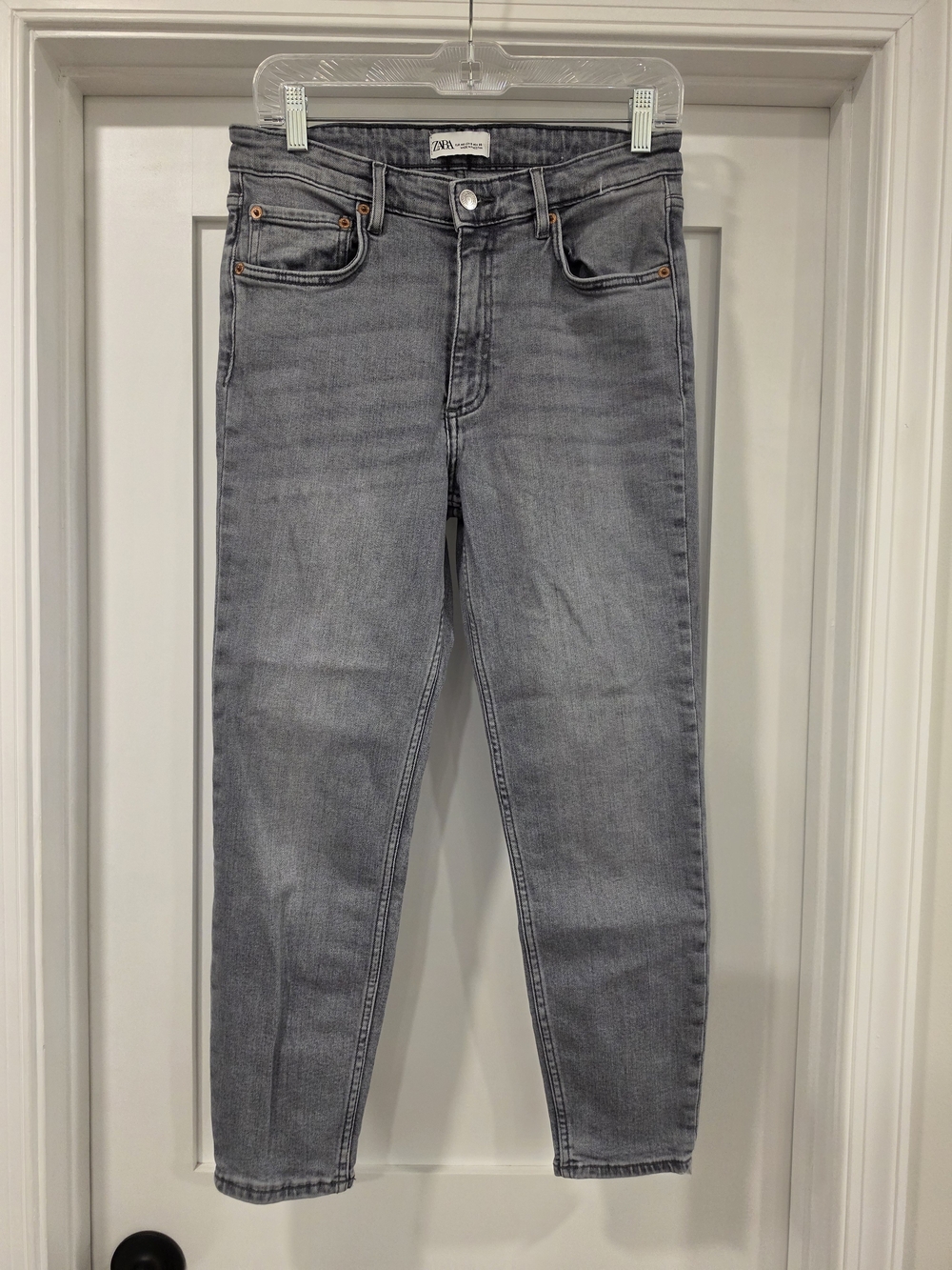 Zara Gray High-Rise Straight Jeans